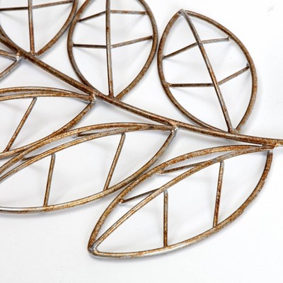 Eber Copper Patina Iron Fern Leaf Wall Sculpture, 33" Wide