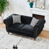 67" Chesterfield Velvet Upholstery Sofa with Roll Armrest & Nailhead, 2-Seater Mid Century Modern Couch for Living Room, Office, Apartment - 3 of 4