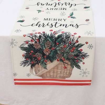 Unique Bargains Table Runner Rectangular Winter Christmas Pattern 12 Linen Colorful 1 Pc