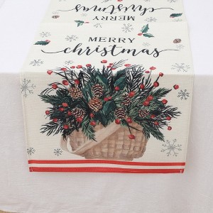 Unique Bargains Table Runner Rectangular Winter Christmas Pattern 12 Linen Colorful 1 Pc - 1 of 3