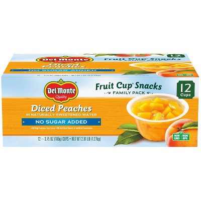 Del Monte Diced Peaches Fruit Cup Snacks - 44.8oz 12ct