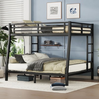 Full XL Over Queen Bunk Bed with Ladder and Guardrails