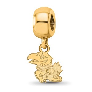 Black Bow Jewelry 14k Yellow Gold Plated Sterling Silver Kansas Jayhawks NCAA Bead Charm - 1 of 4