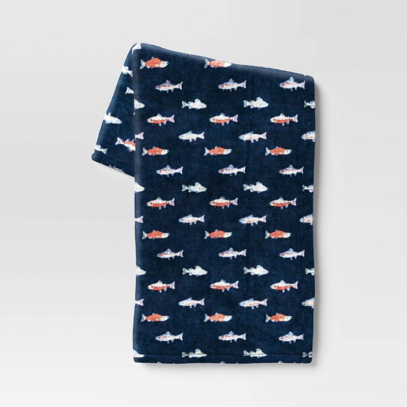Fish Printed Plush Throw Blanket - Room Essentials&#8482;, 1 of 6