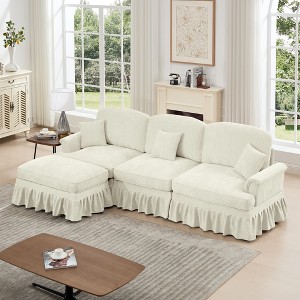 AENKYO Oversized Modular Sofa Set with Removable Ruffles & Ottoman, Large Seater, Deep Seat Corner Sofa with Chenille Fabric for Office, Living Room - 1 of 4