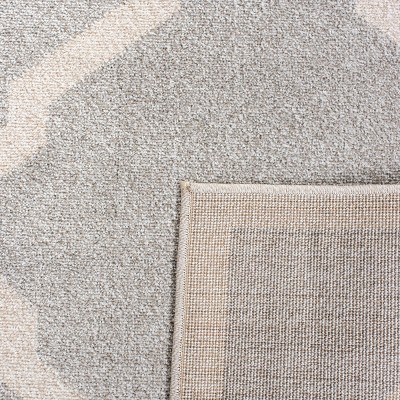 Beige and Light Grey Geometric Synthetic 8' x 10' Area Rug