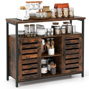 Tangkula Buffet Cabinet Kitchen Storage Cabinet with 3 Adjustable Shelves Anti-Tipping Kits & Push-To-Open Doors Industrial Sideboard for Dining Room - 1 of 4