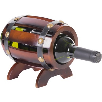 Vintiquewise Wooden Wine Barrel Shaped Vintage Decorative Single Bottle Wine Holder