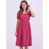 INSPIRE CHIC Women's Eyelet Square Neck Short Puff Sleeve Casual A Line Summer Midi Dress - 3 of 4
