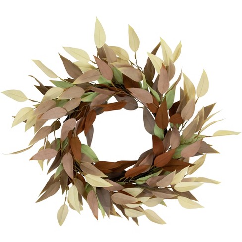 Northlight Autumn Harvest Neutral Fall Foliage Leaf Wreath, 22-inch ...