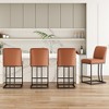 FURNIinspire Accent Chairs, Bar Stools Upholstered Counter Height Chairs Barstools for Kitchen Island, Black, 17.5"*15.4"*35" - 2 of 4