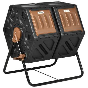 Outsunny Rotating Composter, 34.5 Gallon Dual Chamber Compost Bin with Ventilation Openings and Steel Legs