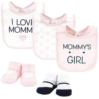 Hudson Baby Infant Girl Cotton Bib and Sock Set, Mommys Little Girl, One Size