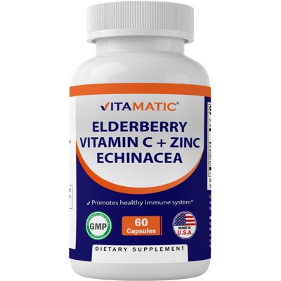 Elderberry Zinc Vitamin C Echinacea Extract - 60 Capsules