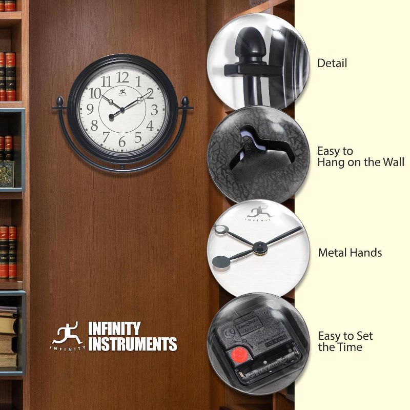 17&#34;x20&#34; Finial Wall Clock Black - Infinity Instruments, 4 of 7
