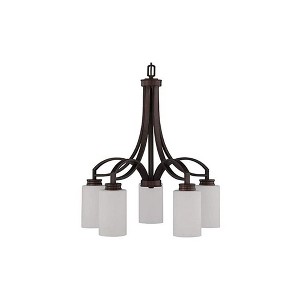 Sunset Lighting Dalton 5-Light Down Chandelier Opal Etched Glass, Provincial Bronze Finish - 1 of 3