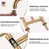 WOWOW Double Handle Bridge Faucet with Kitchen Sink Hole Cover in Brushed Gold - 4 of 4