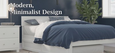 Grey Twin XL Platform Bed with Trundle and Wood Slats