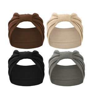 Unique Bargains Women's Yoga Elastic Wide Knotted Headbands 5.12" Wide Multicolor 4 Pcs - 1 of 4