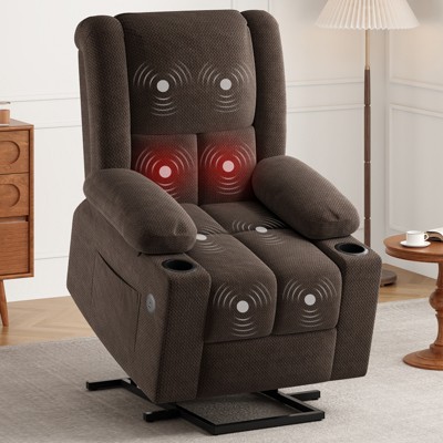 Grungis Power Lift Sofa Chair with USB Ports,Massage and Heat,Adjustable Sofa with Cup Holders,Recliner Single Couch for Elderly People