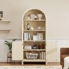 70" Arched MDF Wood Storage Console Bookshelves,Modern Kitchen Pantry with Doors and Adjustable Shelves,Living Room Display Cabine-Baofuwish - 2 of 4