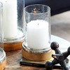 Set Of 3 Mango Wood And Aluminum Candle Holders - Olivia & May