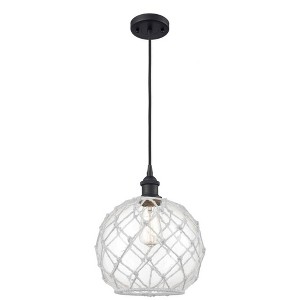 Farmhouse Rope - 1 Light Cord Hung Mini Pendant In Industrial Style-13 Inches Tall and 10 Inches Wide - 1 of 1
