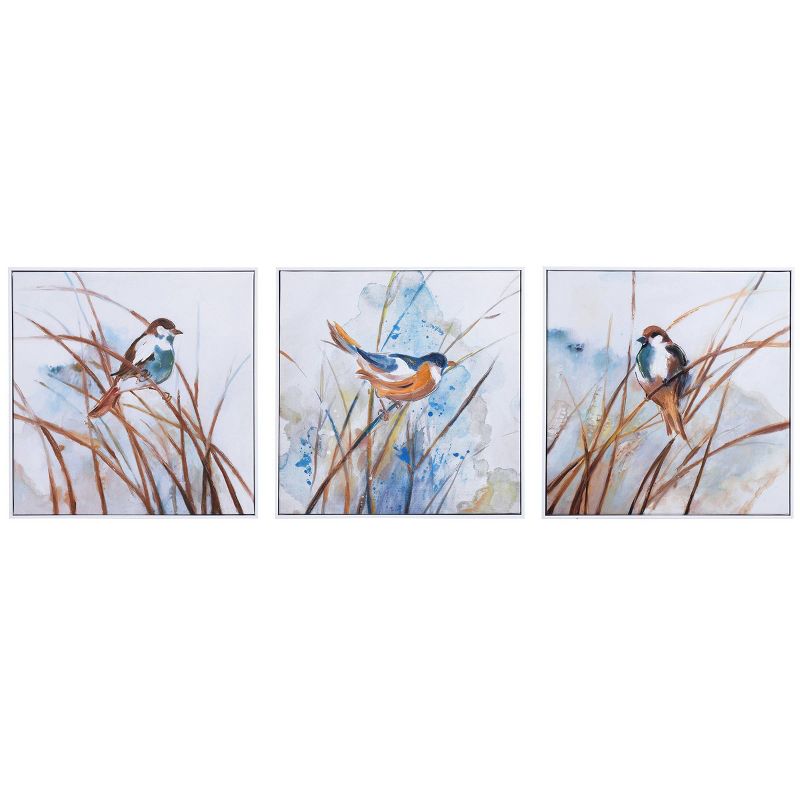 Set of 3 Feathered Canvas Wall Arts White - StyleCraft, 1 of 8
