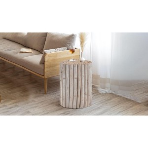 NicBex Natural Cylinder Wooden Coffee Table Decor,Small End Table for Living Room,Living Room Furniture - 1 of 4