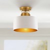 Possini Euro Design Courtney Modern Ceiling Light Semi Flush Mount Fixture 10" Wide Soft Gold Metal White Drum Shade for Bedroom Kitchen Living Room - 2 of 4