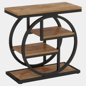 Tribesigns End Table for Living Room, 4-Tier Narrow Side Table with Storage Shelves, Wood Small Sofa Side Table with Geometric Metal Frame - 1 of 1