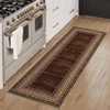 Washable Area Rug, Brown Floor Cover, Non Slip Foldable Thin Rug Distressed Geometric Bordered Carpet Kitchen Rug for Living Room Bedroom - 2 of 4