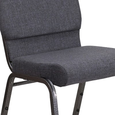 Elegant Dark Gray Fabric Stacking Chair with Silver Vein Metal Frame