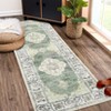 Washable Area Rug with Rubber Backing Low Pile Floral Vintage Rug Large Foldable Stain Resistant Indoor Carpet for Living Room Bedroom - 2 of 4