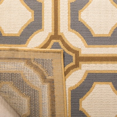 Dark Grey and Ivory Geometric Outdoor Area Rug