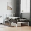 vidaXL Single Bed Frame - White Metal with Elegant Headboard, Supportive Slats - 3 of 4