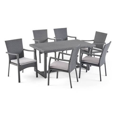 Westley 7pc Wicker Patio Dining Set Gray Christopher Knight Home Target