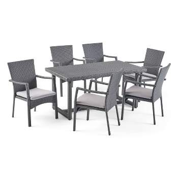 Westley 7pc Wicker Patio Dining Set - Gray - Christopher Knight Home