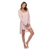 Women's 3 Piece Striped Pajama & Robe Set - White Mark - 2 of 4