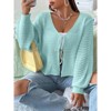 Coolmee Women's Plus Size Cardigan Top Hollow Out Open Knit Sweater Ladies Tie Front Shrug - 2 of 3
