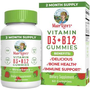 MaryRuth's Vitamin D3+B12 Gummies, Strawberry, 60 ct