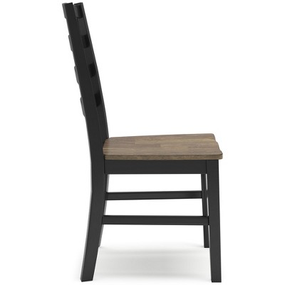 Rustic Black and Brown Wood Ladderback Side Chair Set