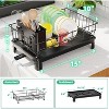 Simple Trending Dish Drying Rack with Plastic Drainboard, Large Capacity Dish Drainer for Kitchen Counter, Rust-Proof with Utensil Holder, Black - 3 of 4