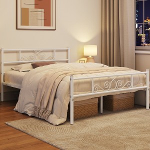 Yaheetech Metal-Framed Platform Bed with Headboard and Footboard - 1 of 4
