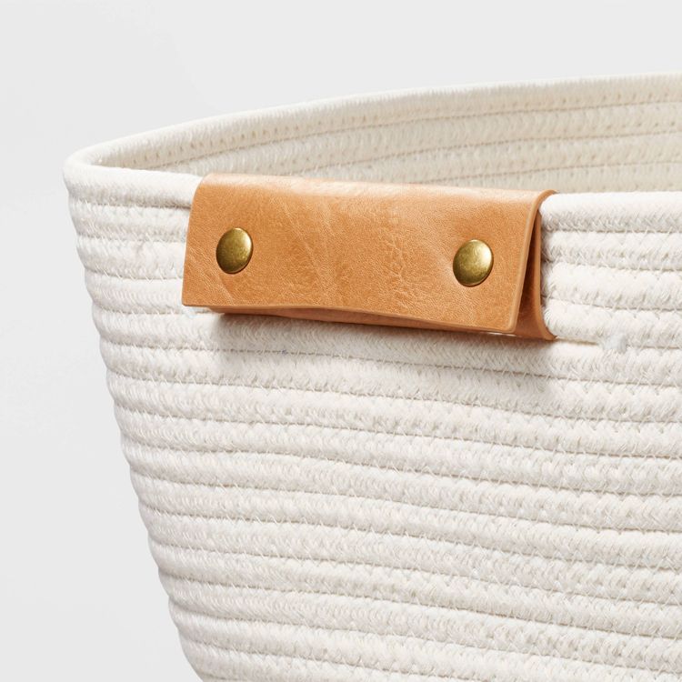 13" Decorative Coiled Rope Square Base Tapered Basket Small Cream - Brightroom™, 3 of 6