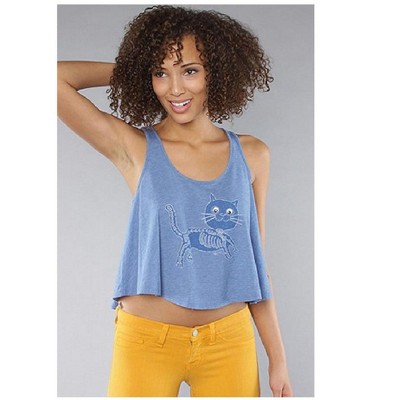 Vans Womens Skelty Cat Flared Tank Top, Blue, Large