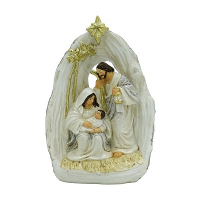 Transpac Multicolor Resin Nativity Figurine with Star Decorative Object for Christmas Tabletop Indoor Use Gift