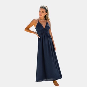 Cupshe Women's Navy Lace Back Maxi Dress for Wedding : Target