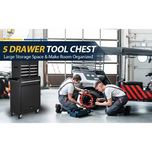 HANPURE Tool Chest,5-Drawer Rolling Tool StorageCabinet with Enhanced Packaging, DetachableTop Tool Box, Metal Tool Cart for GarageWorkshop,Black - 1 of 4