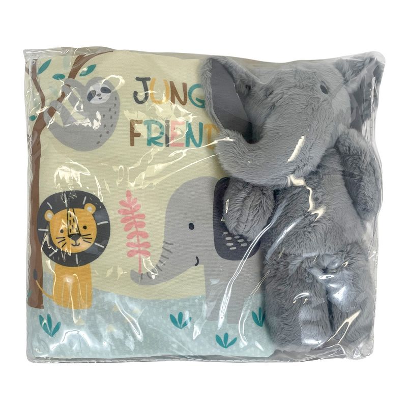 Lambs & Ivy Jungle Friends Developmental Soft Book & Elephant Plush Toy Gift Set, 2 of 11